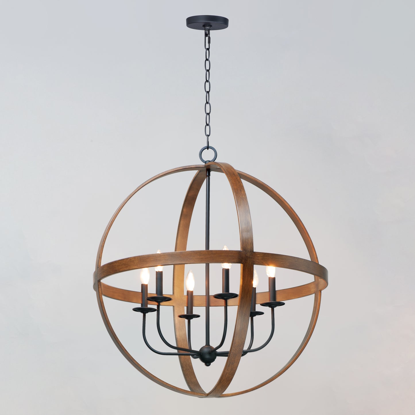 Compass 6-Light Pendant Antique Pecan/Black by Maxim Lighting