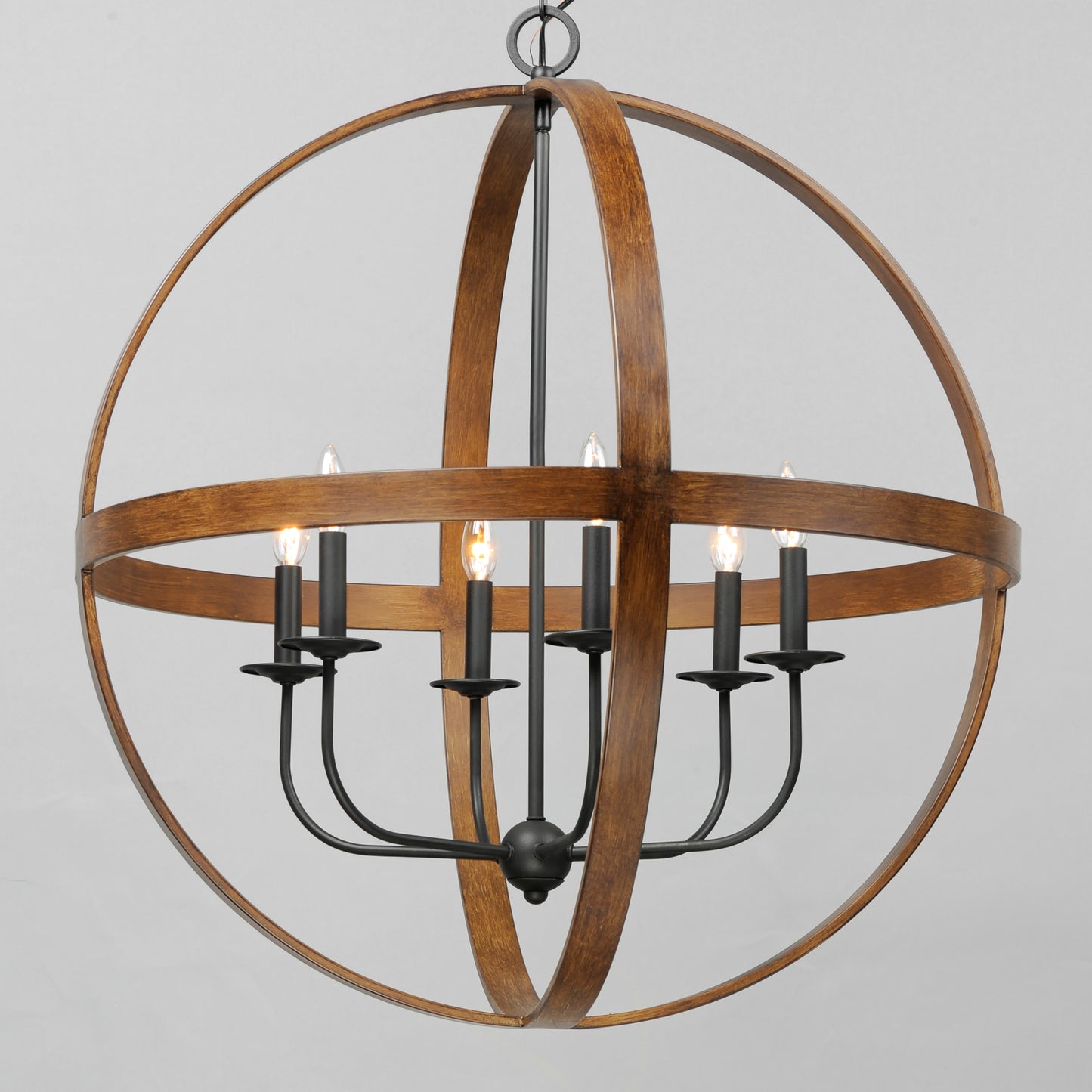 Compass 6-Light Pendant Antique Pecan/Black by Maxim Lighting