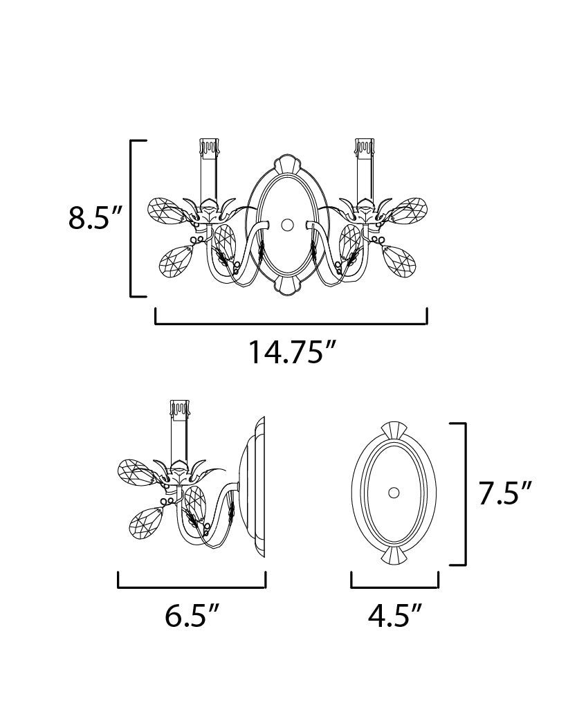 Elegante 2-Light Wall Sconce Etruscan Gold by Maxim Lighting