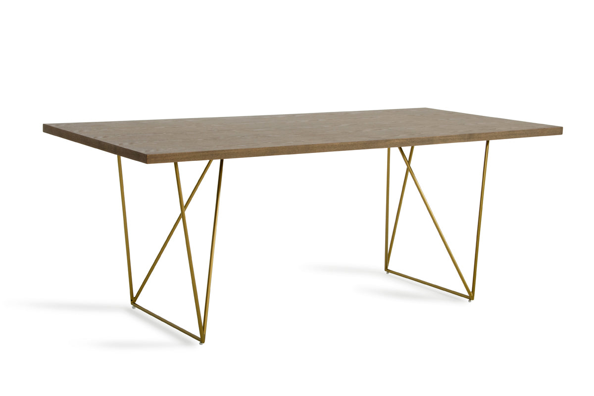 Modrest Marcia Mid-Century Tobacco and Antique Brass Dining Table