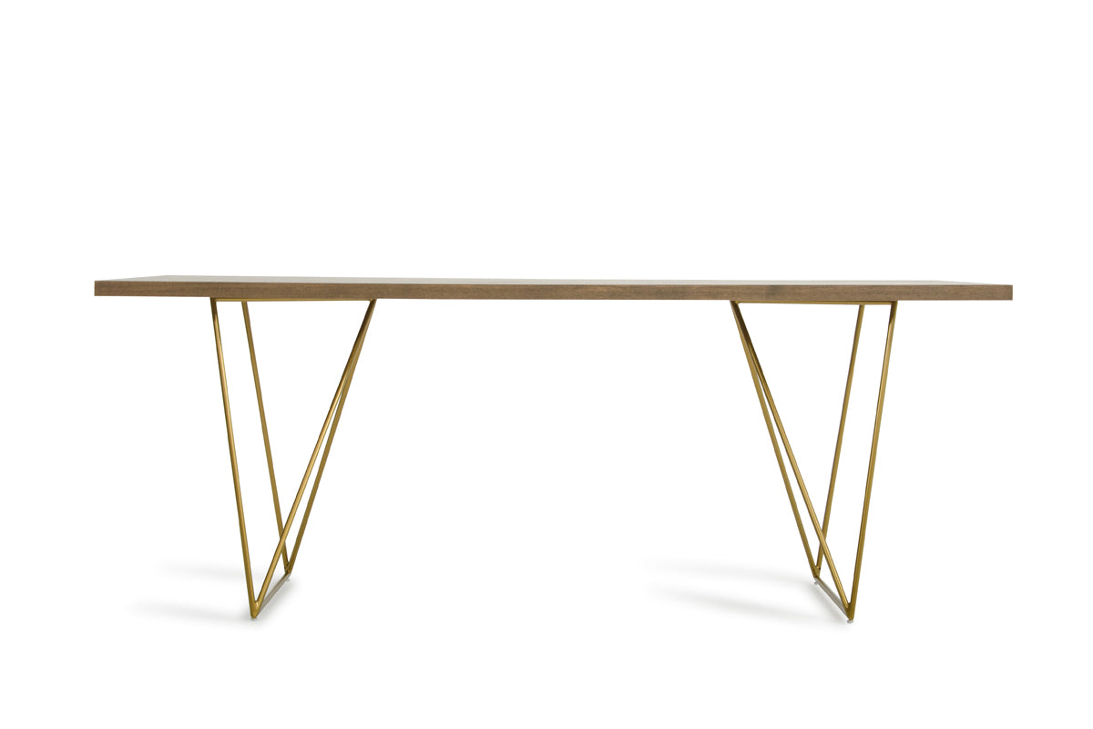 Modrest Marcia Mid-Century Tobacco and Antique Brass Dining Table