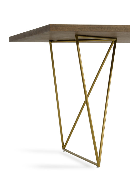 Modrest Marcia Mid-Century Tobacco and Antique Brass Dining Table