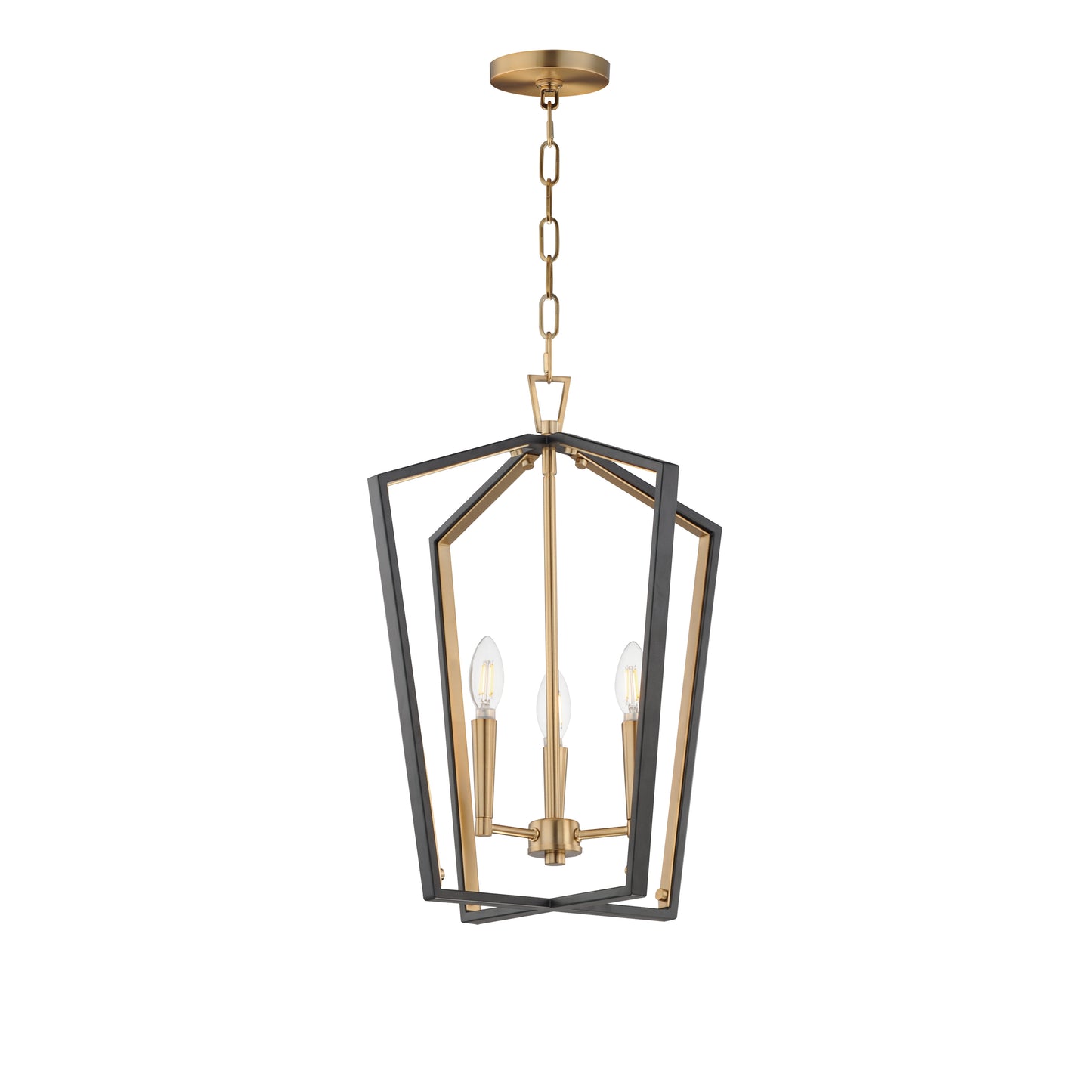 Melrose 3-Light Pendant Black/Natural Aged Brass by Maxim Lighting