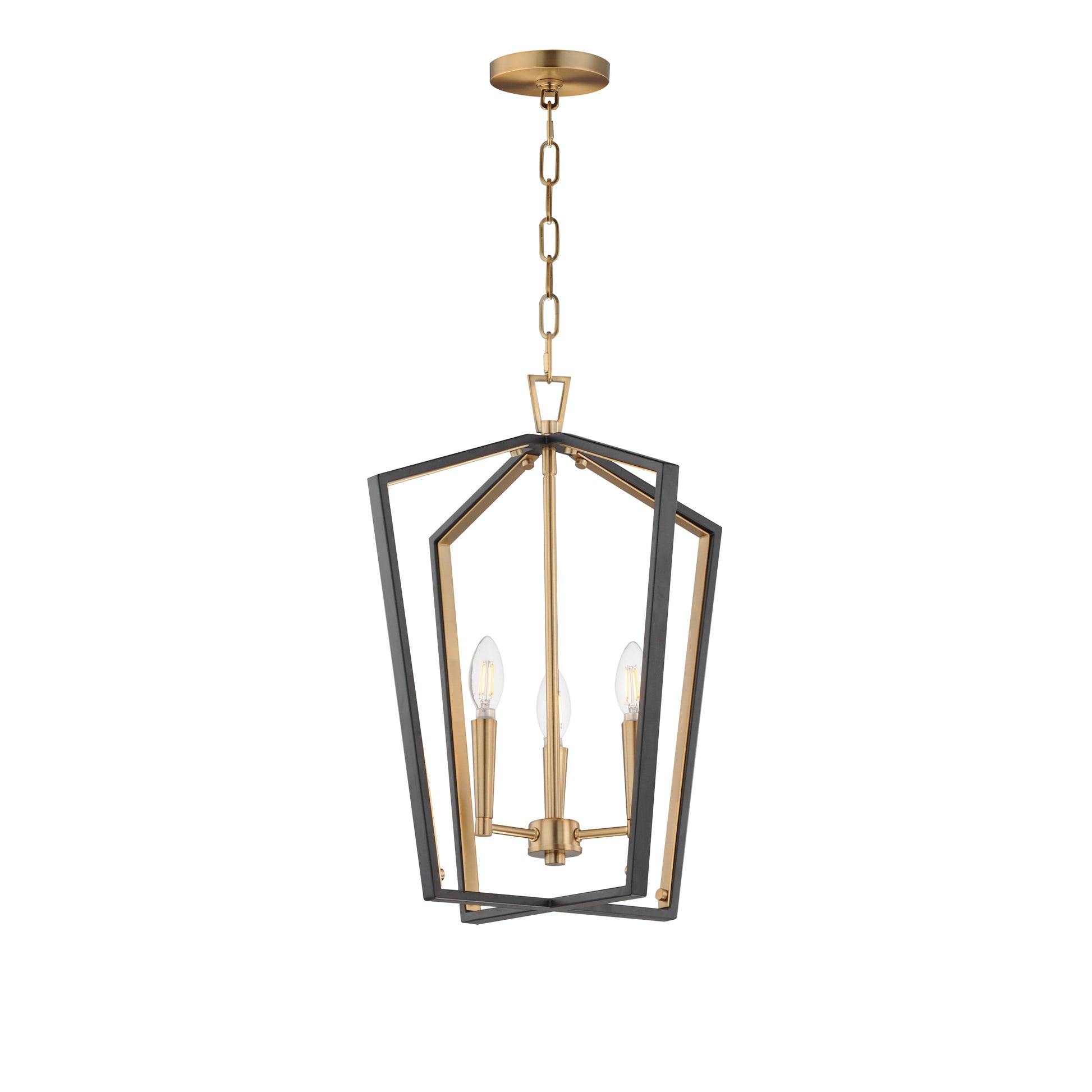 Melrose 3-Light Pendant Black/Natural Aged Brass by Maxim Lighting