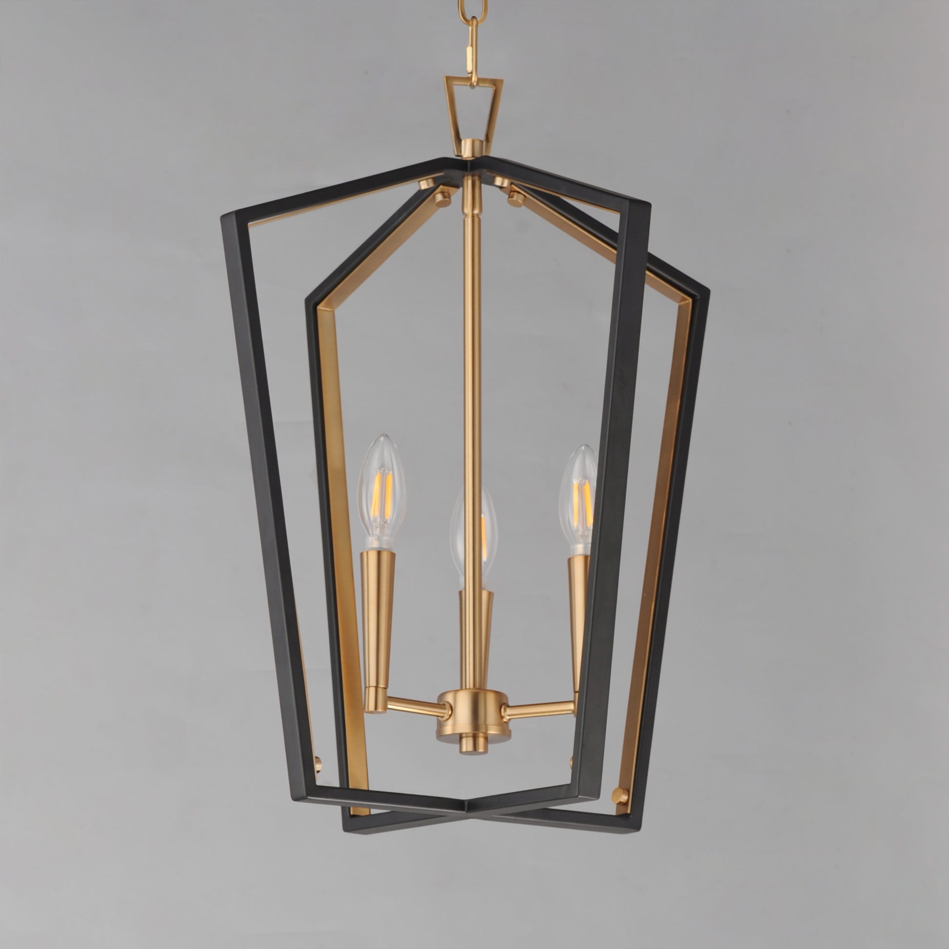 Melrose 3-Light Pendant Black/Natural Aged Brass by Maxim Lighting
