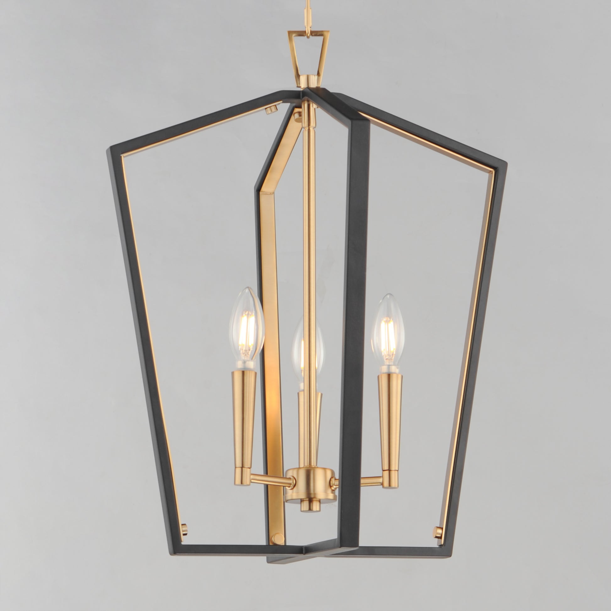 Melrose 3-Light Pendant Black/Natural Aged Brass by Maxim Lighting