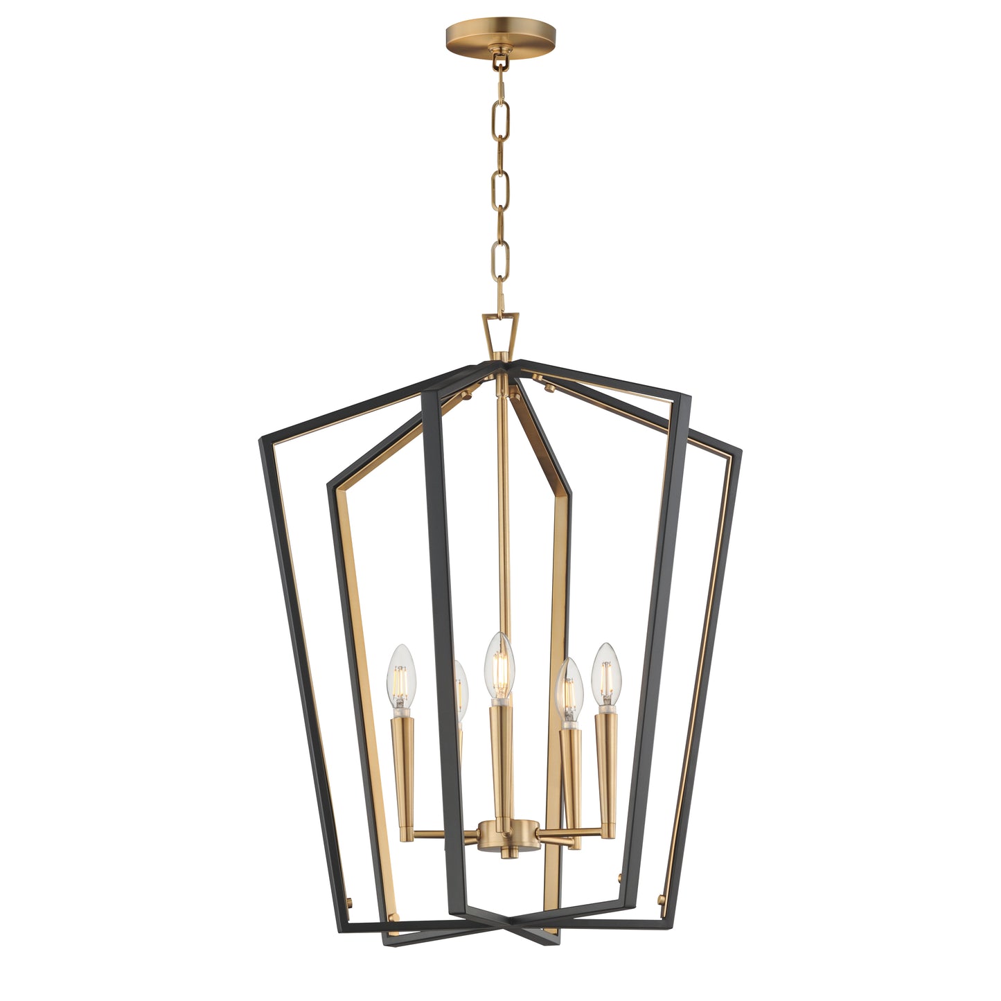 Melrose 5-Light Pendant Black/Natural Aged Brass by Maxim Lighting