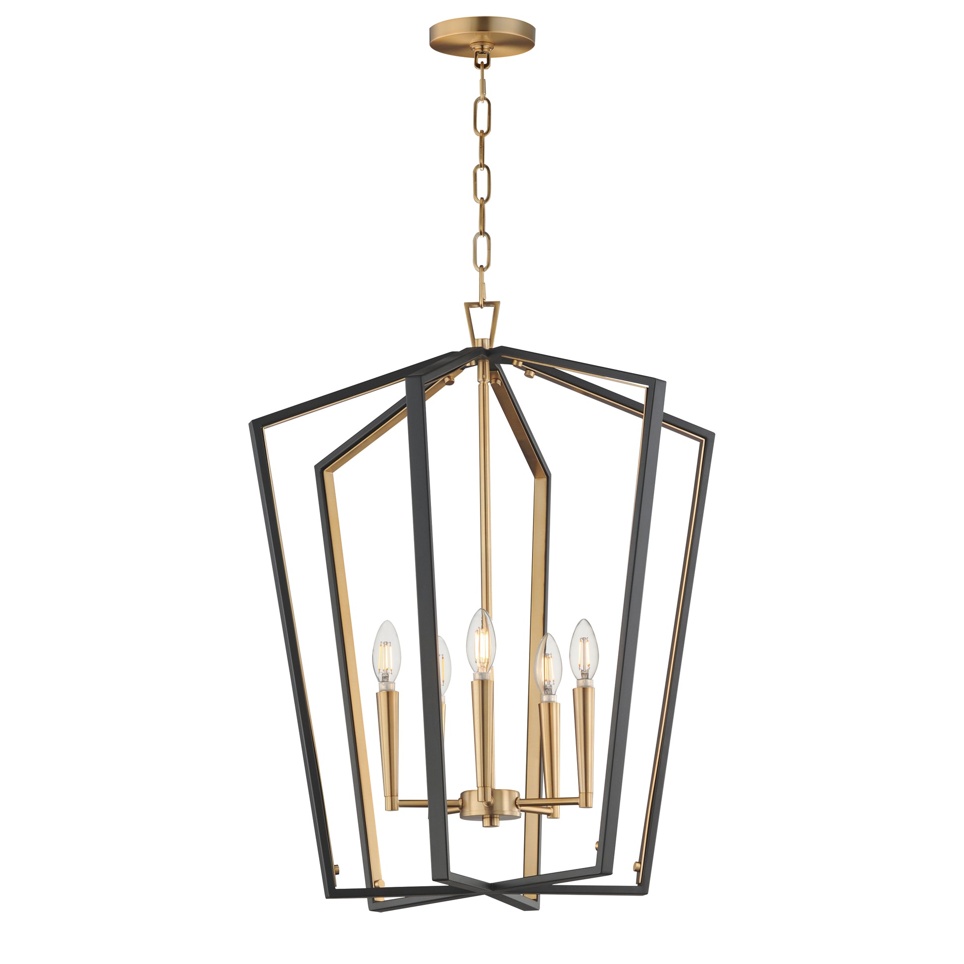 Melrose 5-Light Pendant Black/Natural Aged Brass by Maxim Lighting
