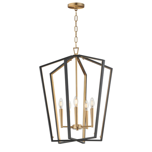 Melrose 5-Light Pendant Black/Natural Aged Brass by Maxim Lighting
