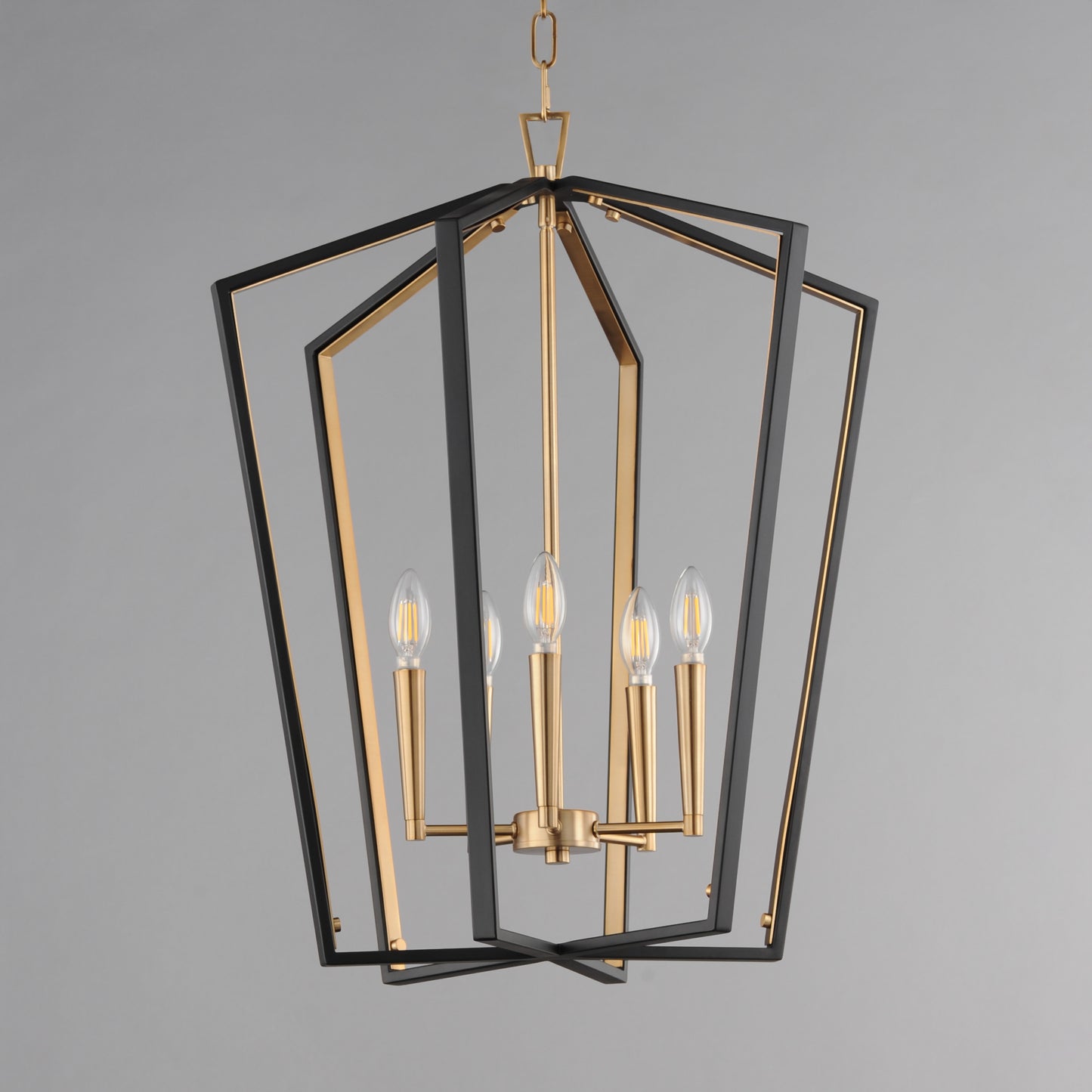 Melrose 5-Light Pendant Black/Natural Aged Brass by Maxim Lighting