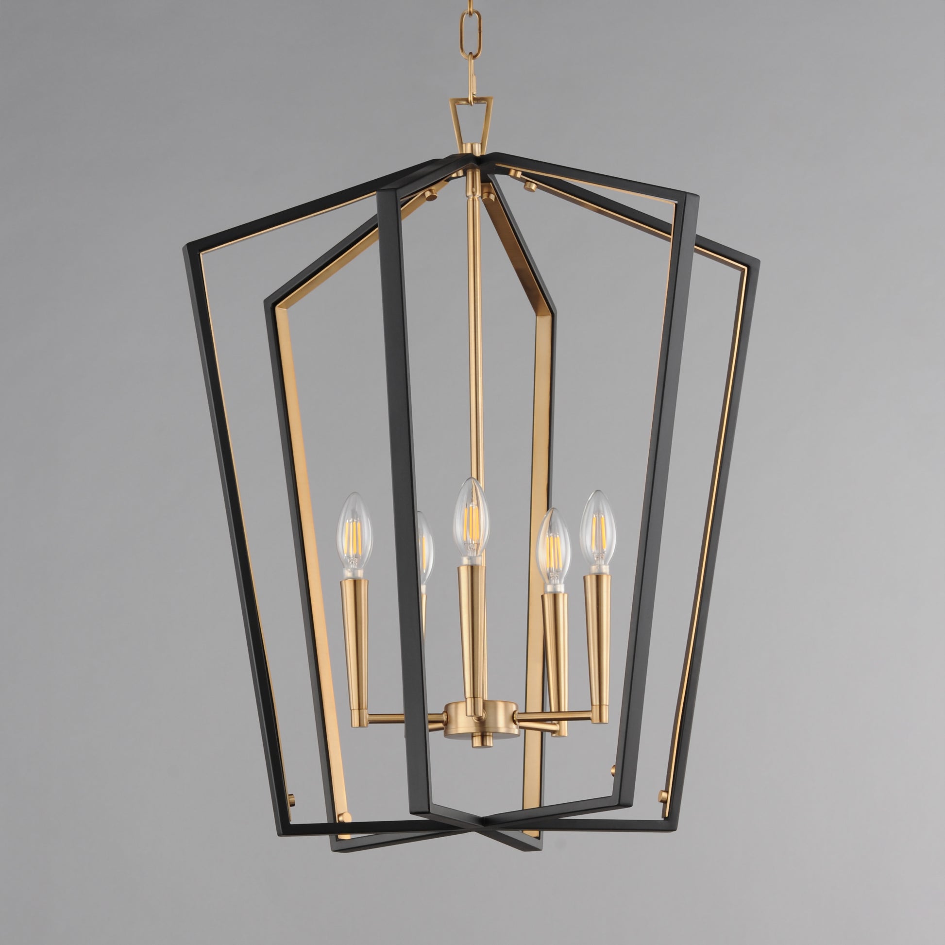Melrose 5-Light Pendant Black/Natural Aged Brass by Maxim Lighting