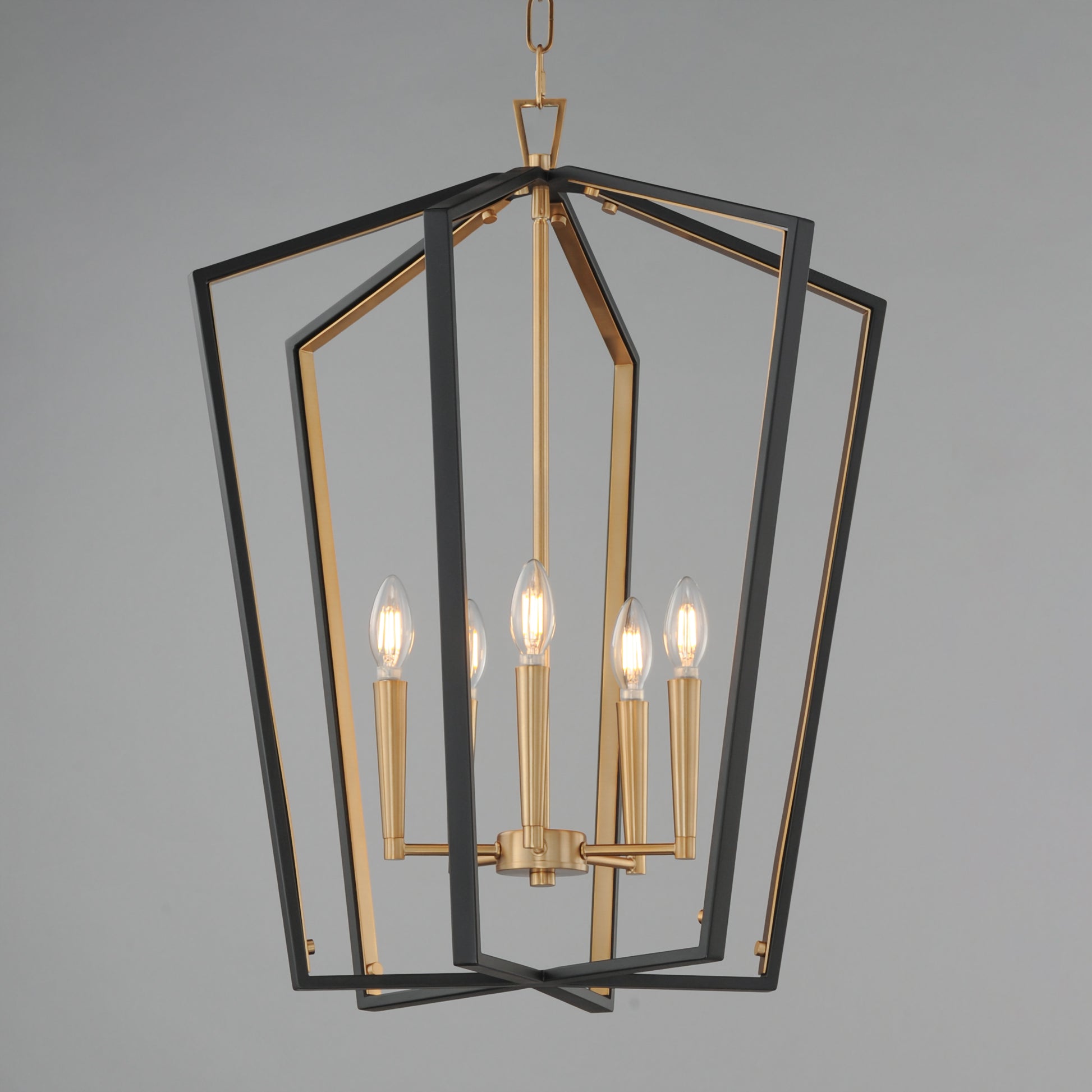 Melrose 5-Light Pendant Black/Natural Aged Brass by Maxim Lighting