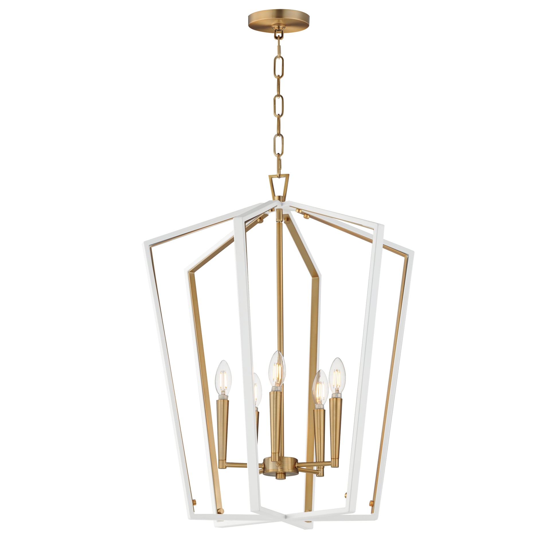 Melrose 5-Light Pendant White/Natural Aged Brass by Maxim Lighting