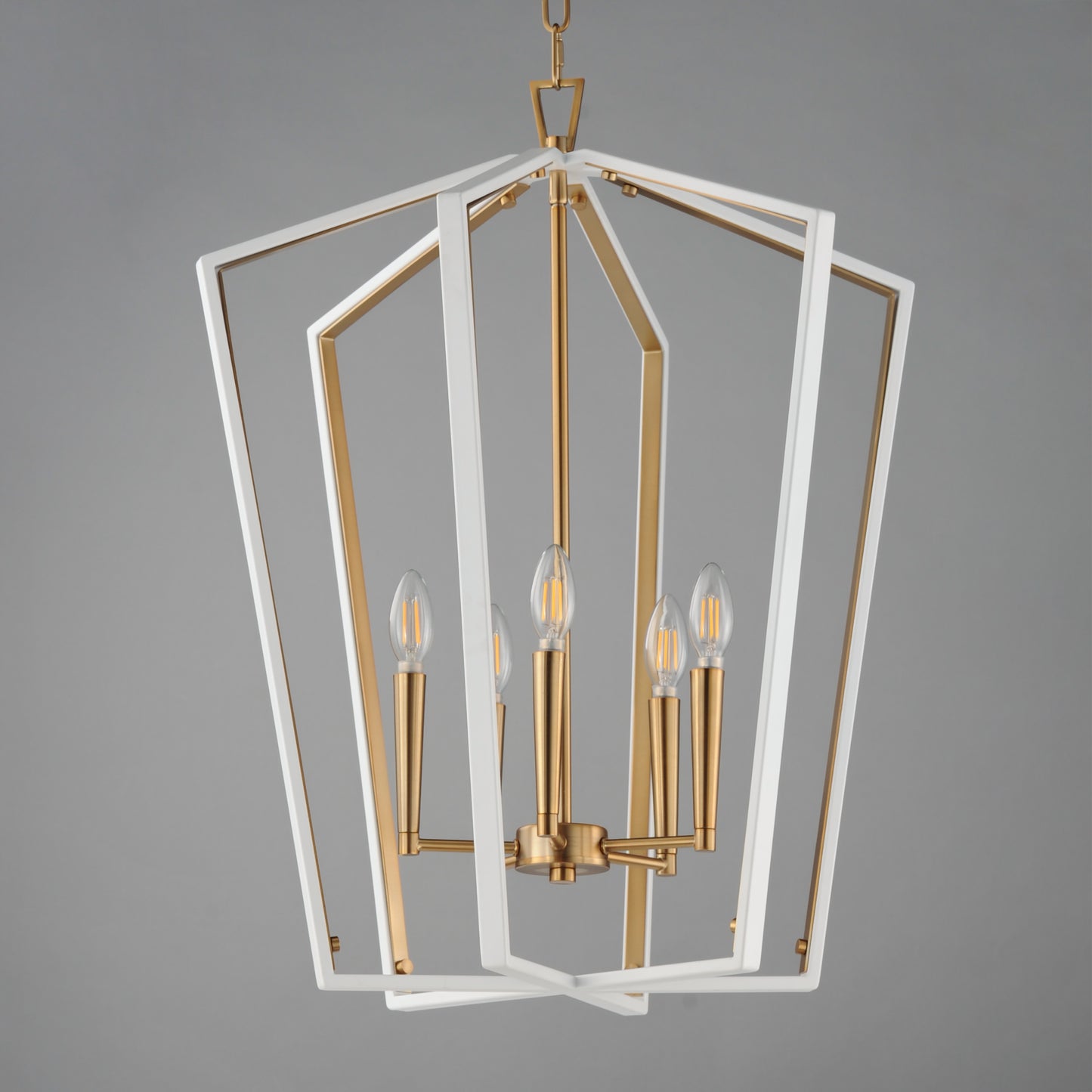Melrose 5-Light Pendant White/Natural Aged Brass by Maxim Lighting