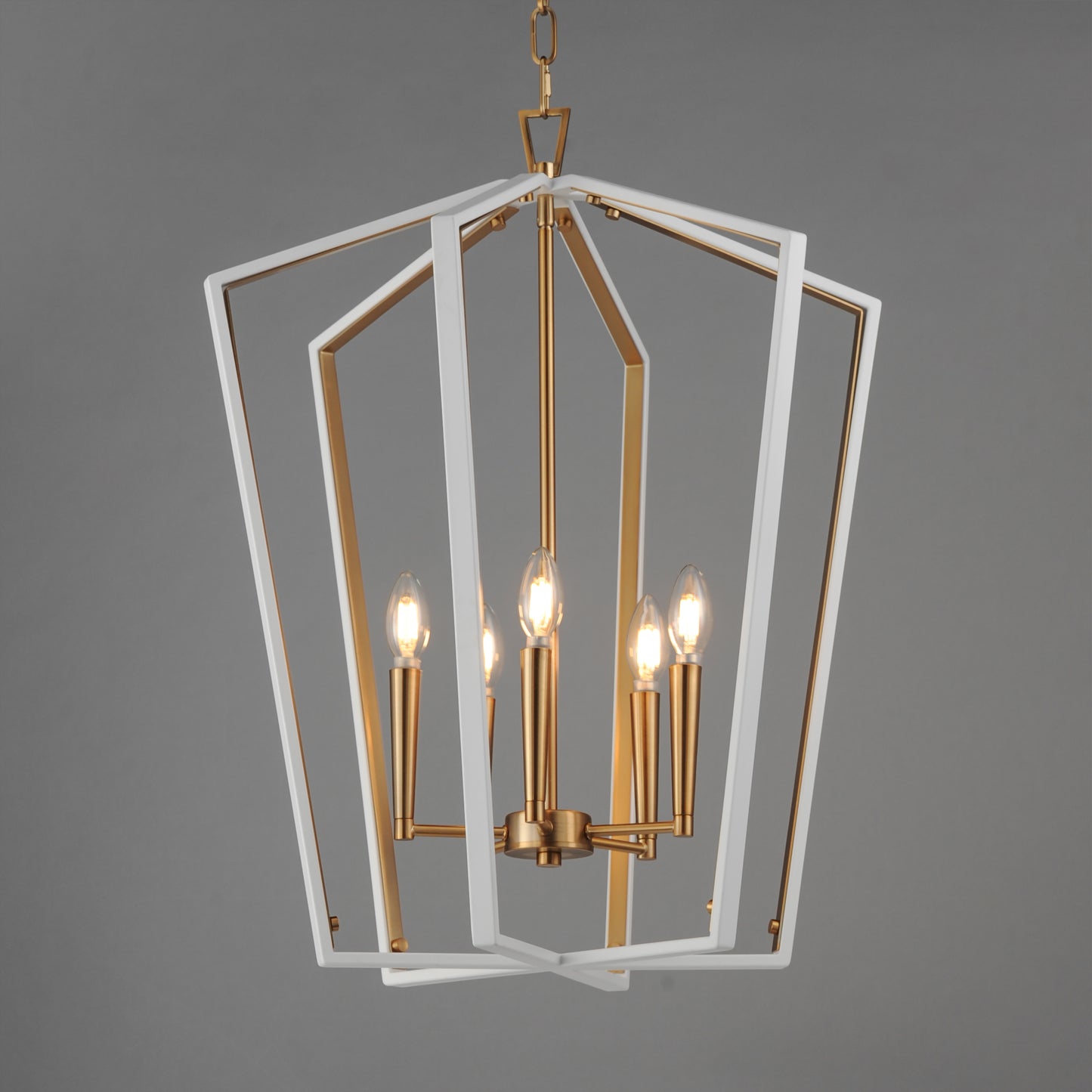 Melrose 5-Light Pendant White/Natural Aged Brass by Maxim Lighting