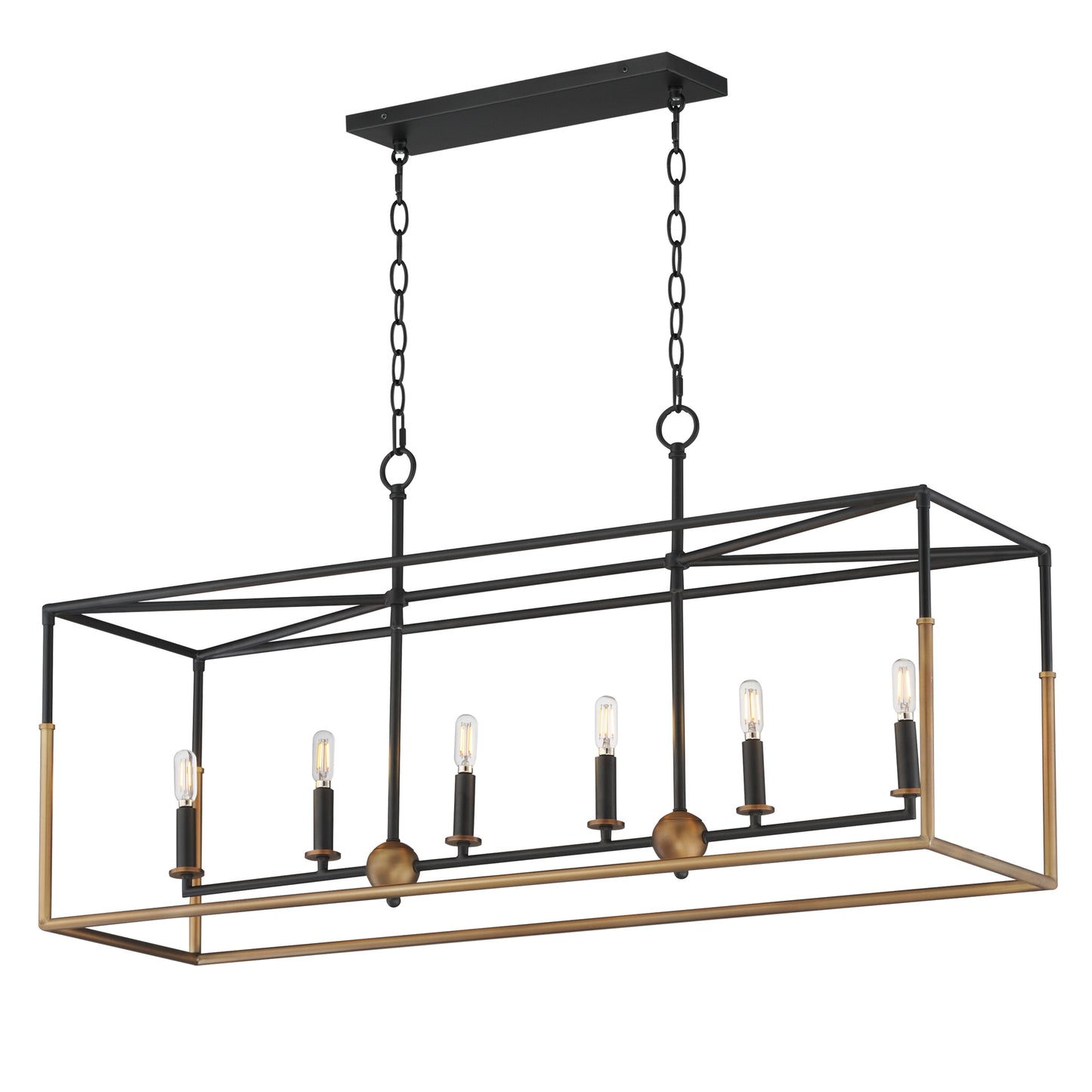 Soho 6-Light Linear Pendant Black/Weathered Brass by Maxim Lighting