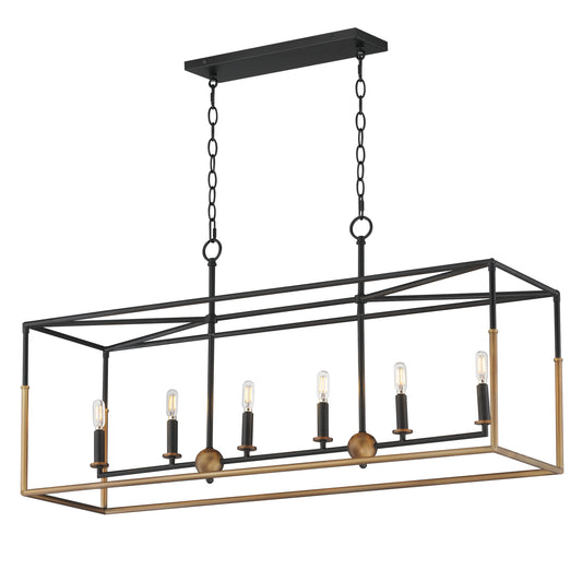 Soho 6-Light Linear Pendant Black/Weathered Brass by Maxim Lighting