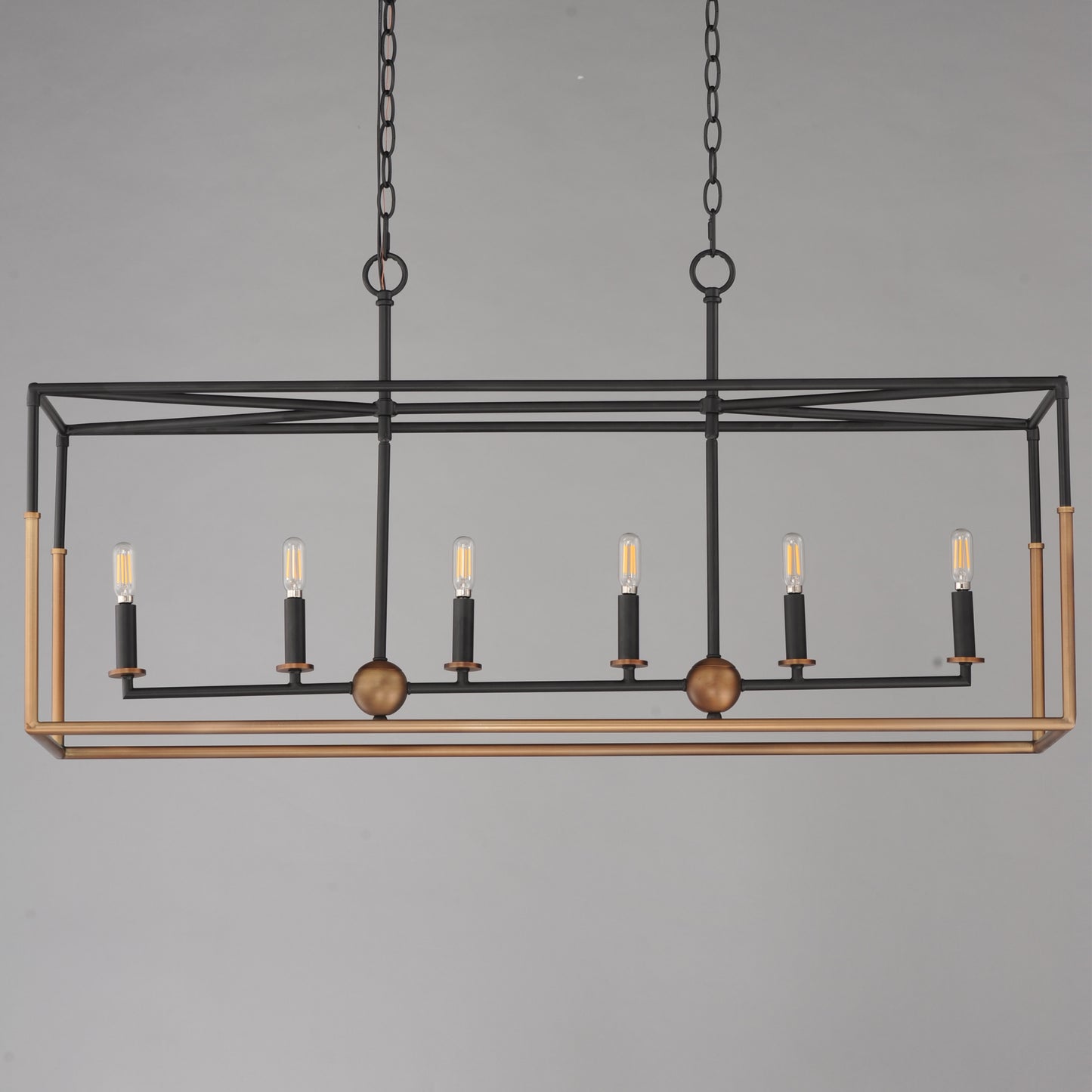Soho 6-Light Linear Pendant Black/Weathered Brass by Maxim Lighting