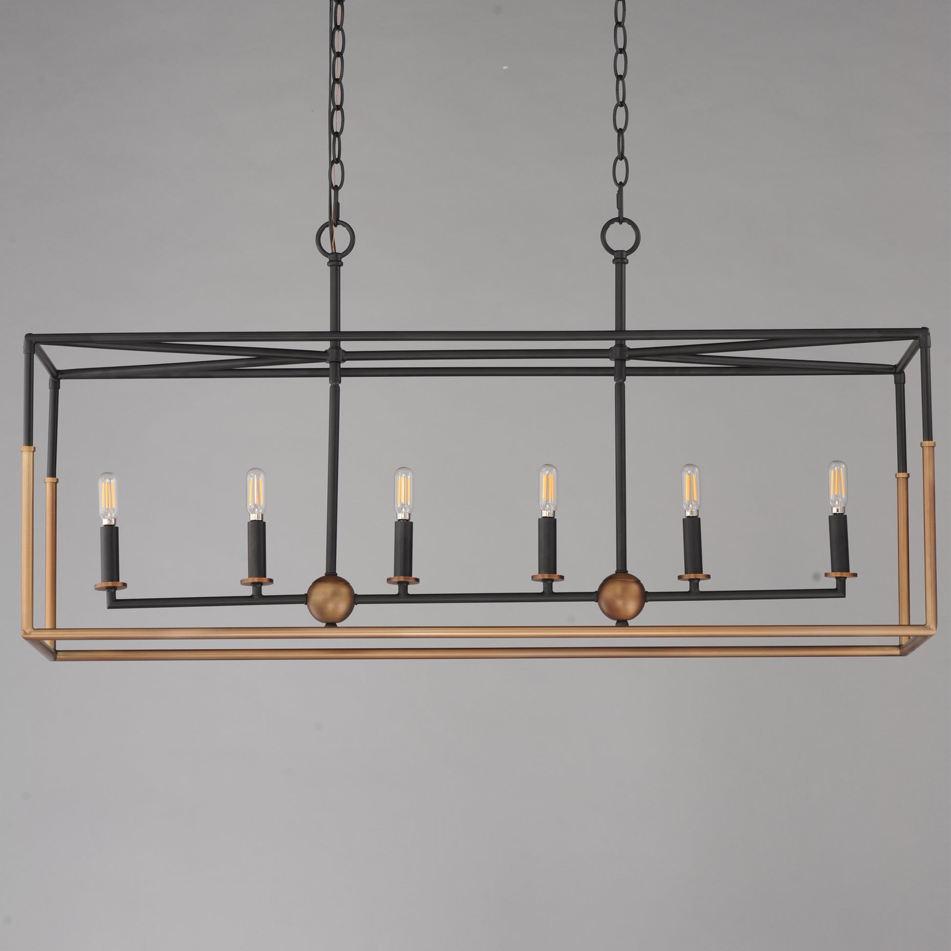 Soho 6-Light Linear Pendant Black/Weathered Brass by Maxim Lighting