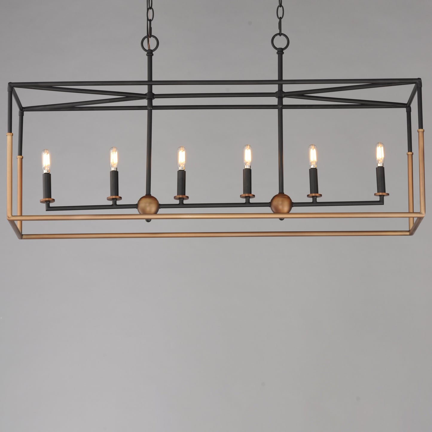Soho 6-Light Linear Pendant Black/Weathered Brass by Maxim Lighting