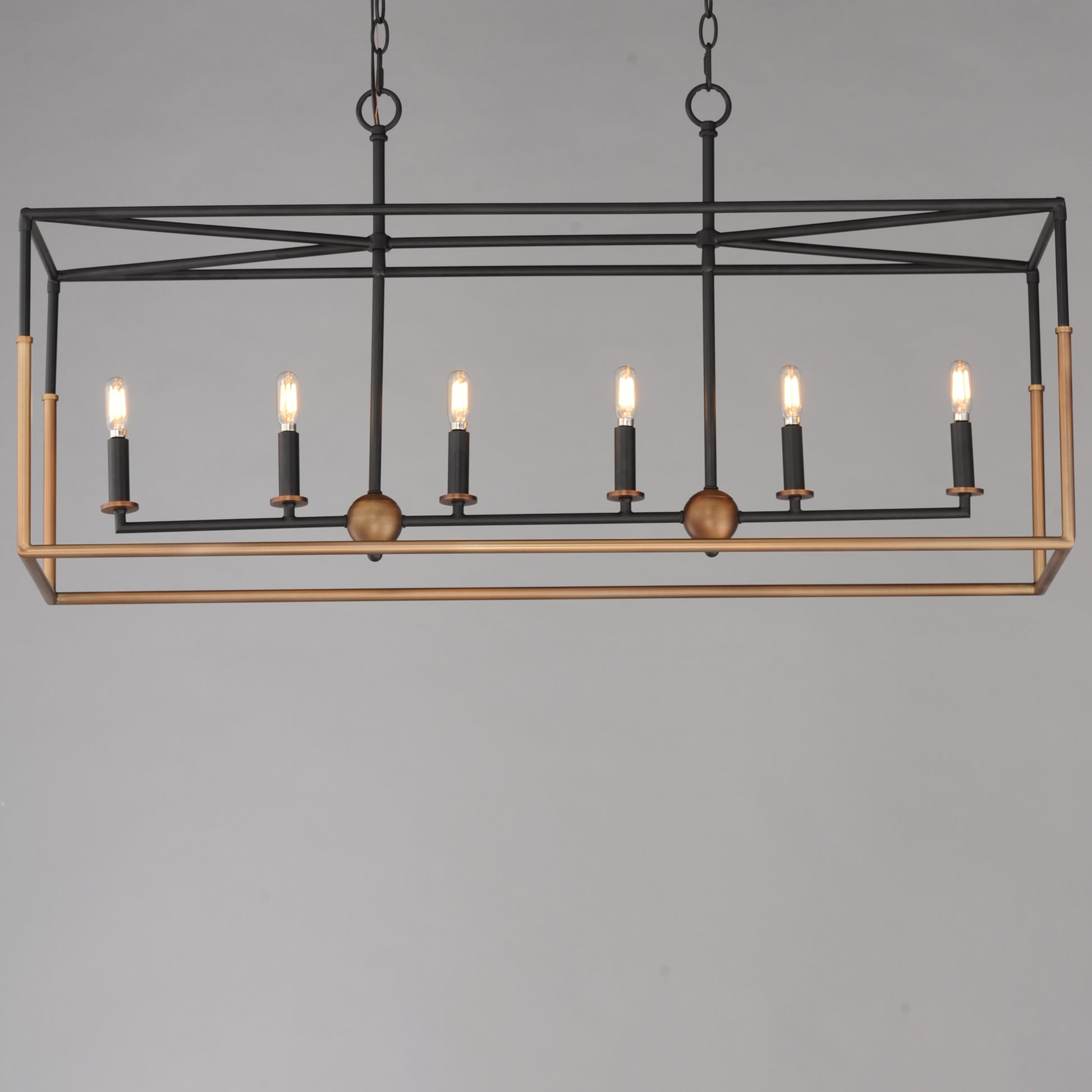 Soho 6-Light Linear Pendant Black/Weathered Brass by Maxim Lighting