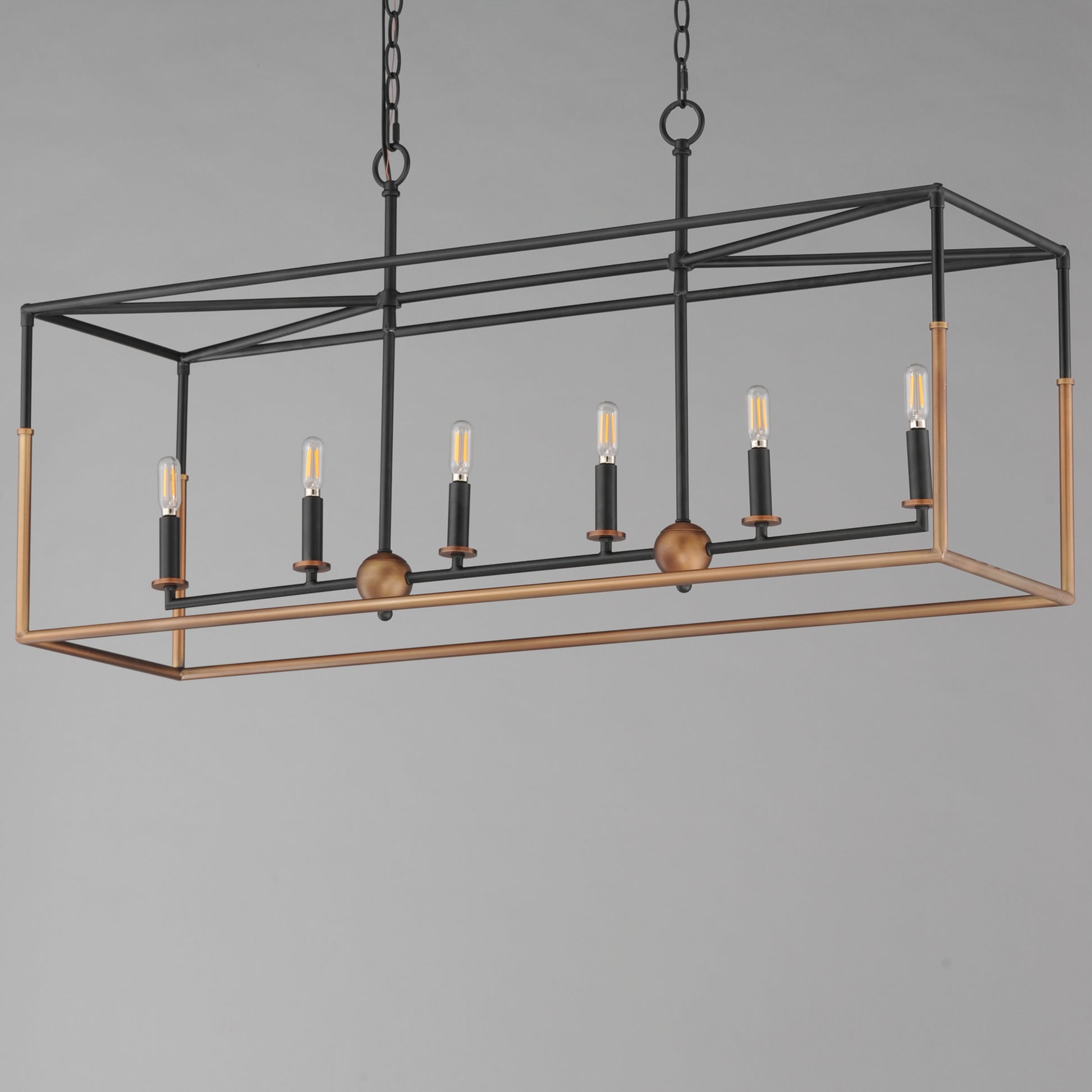 Soho 6-Light Linear Pendant Black/Weathered Brass by Maxim Lighting