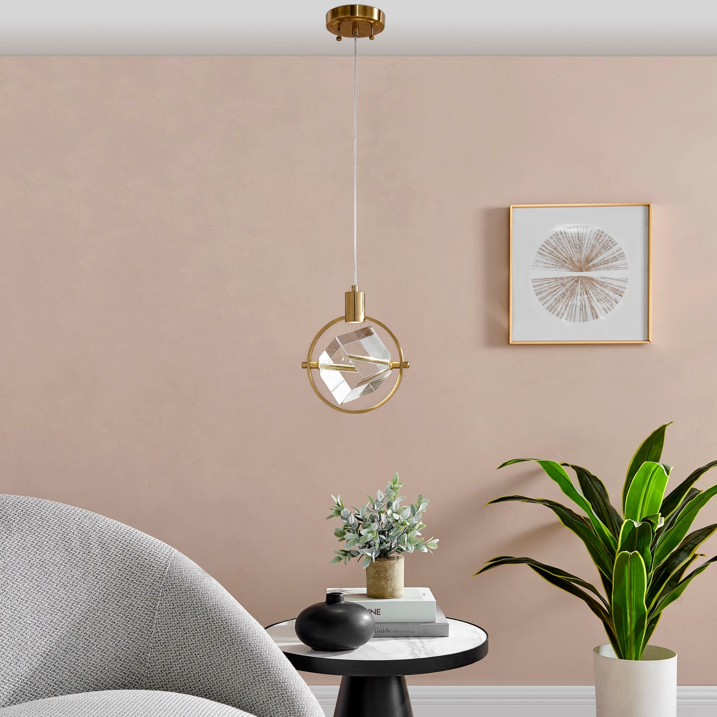 Hollywood Cube 1 Light Pendant - Finesse Decor PL-1121-1GLD