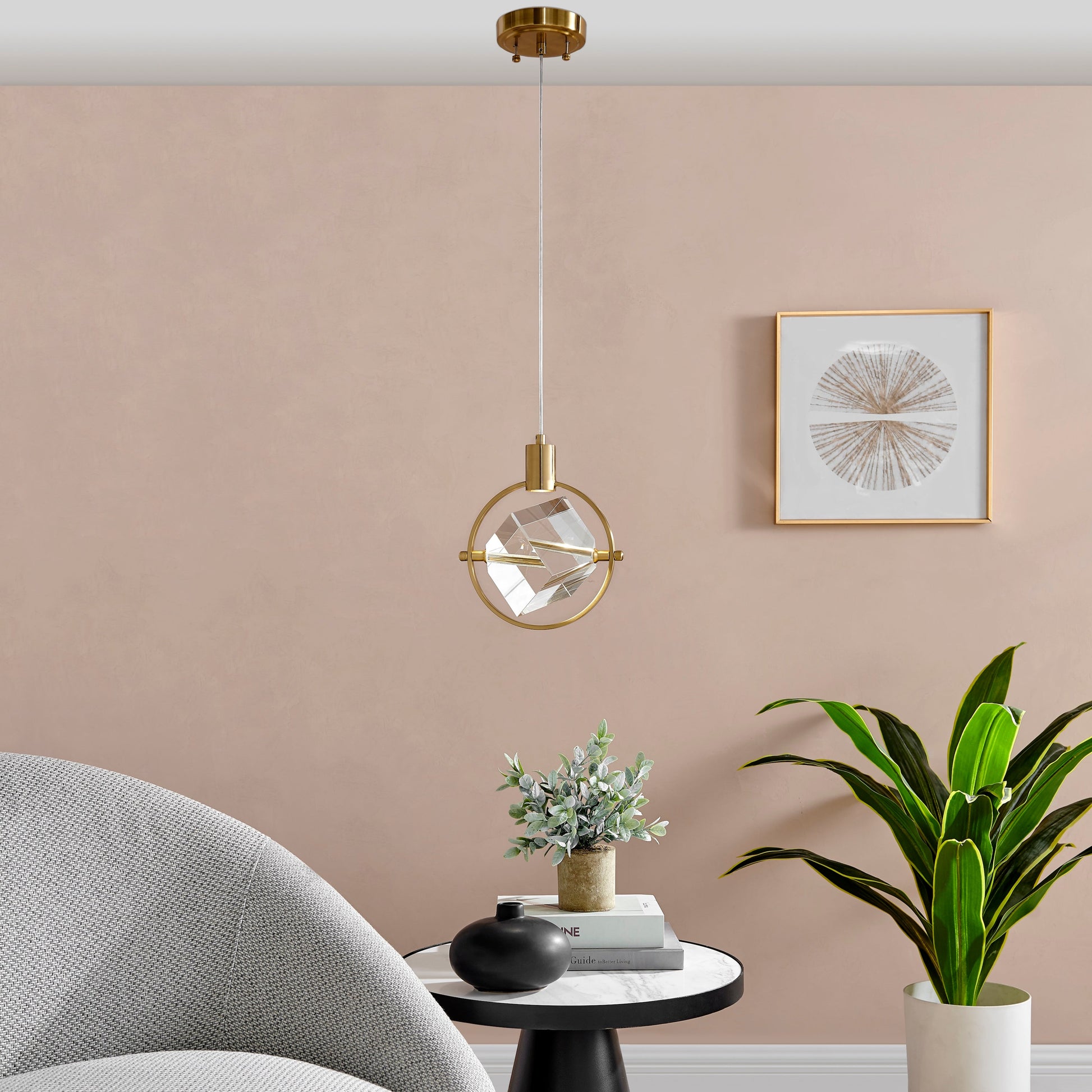 Hollywood Cube 1 Light Pendant - Finesse Decor PL-1121-1GLD