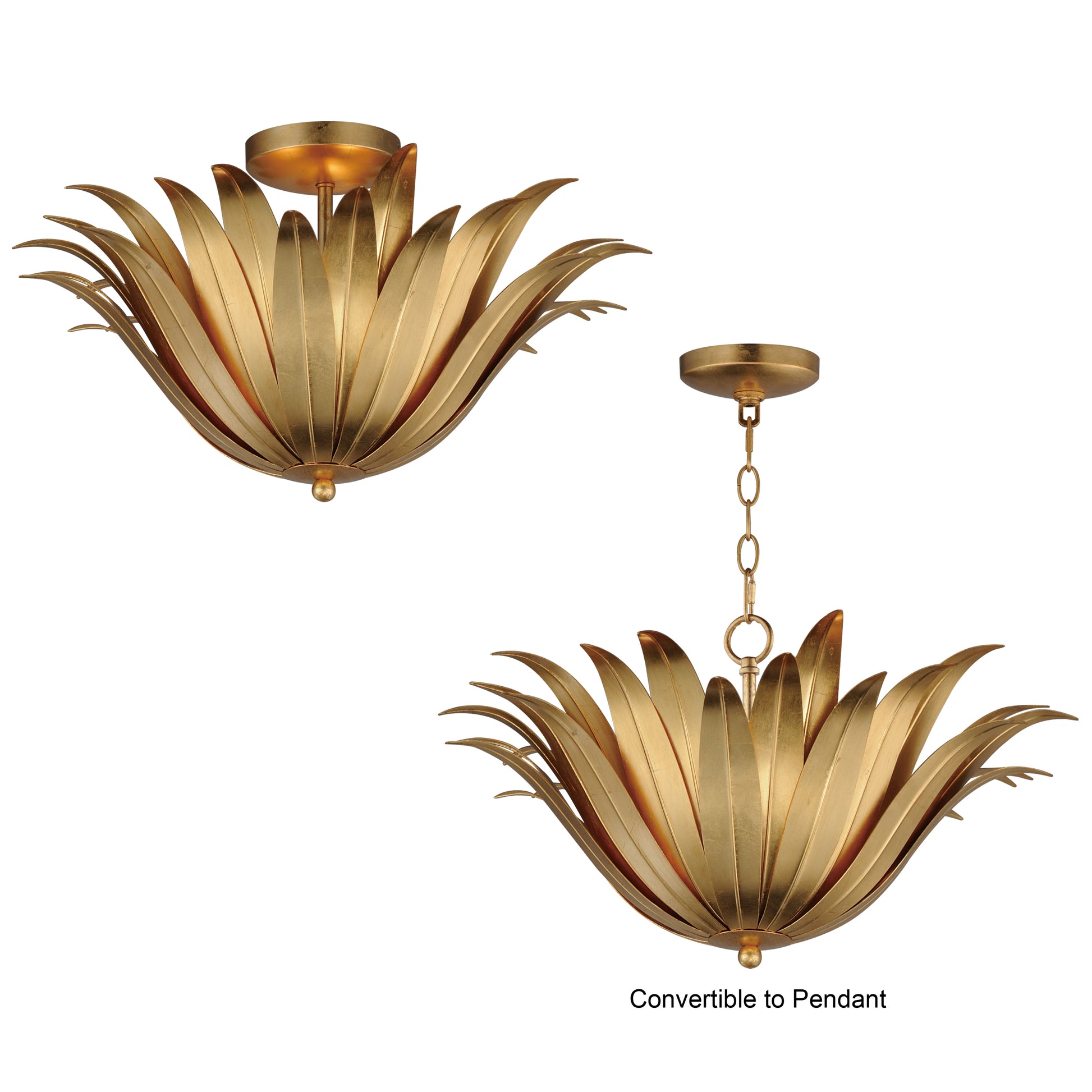 Firenze 3-Light Semi-Flush/Pendant Convertible Gold Leaf by Maxim Lighting