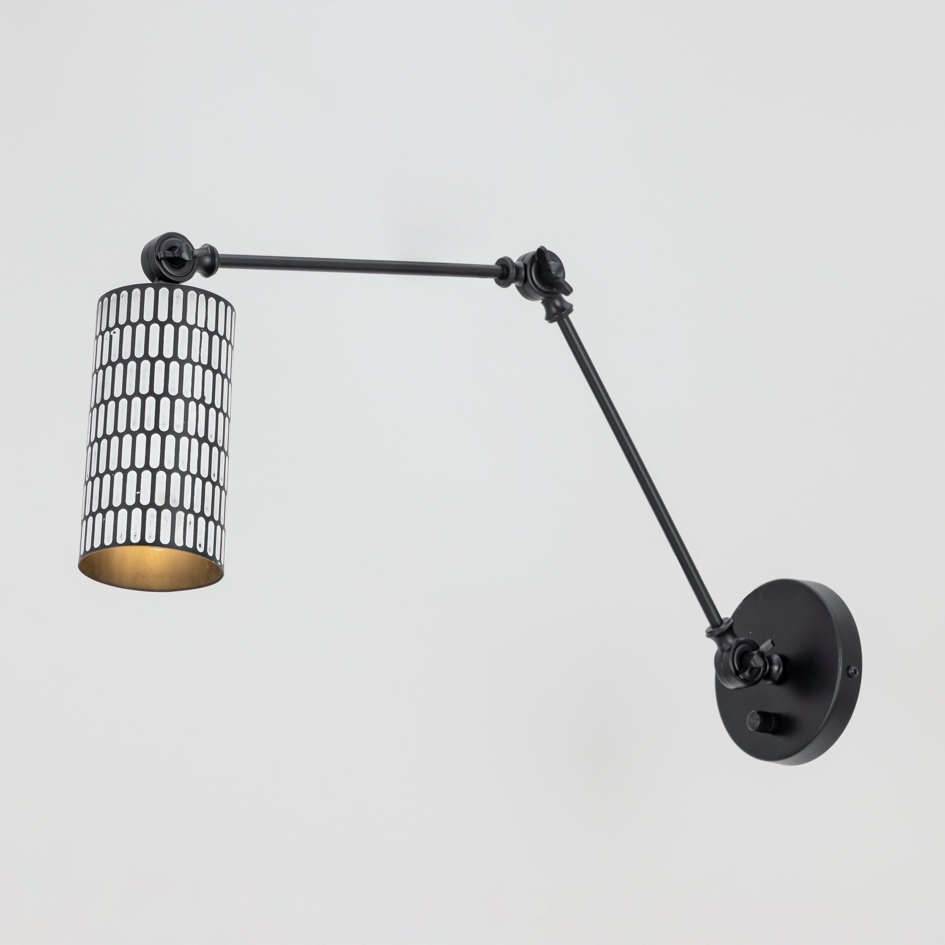 Shaka Swing Arm Wall Sconce Black/White by Maxim Lighting