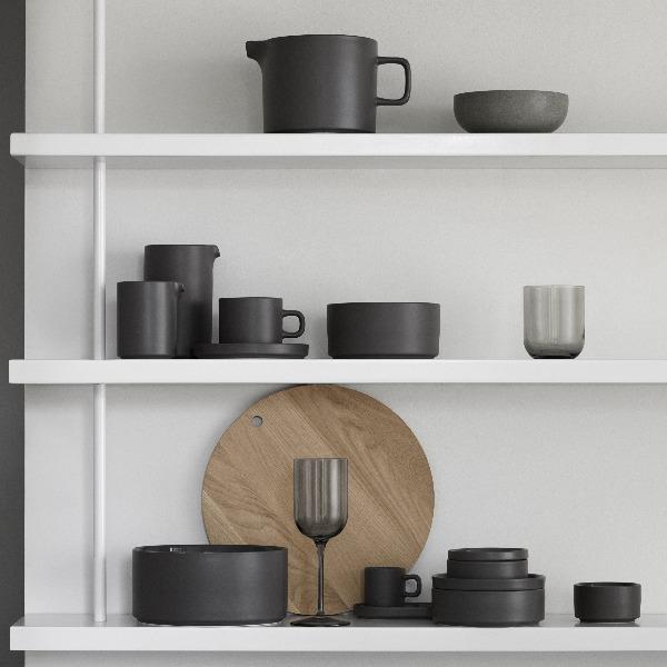 blomus Pilar Stoneware Bowls Medium Bowl 5.5" x 2.2", Mirage Grey with Green Undertones Set of 4