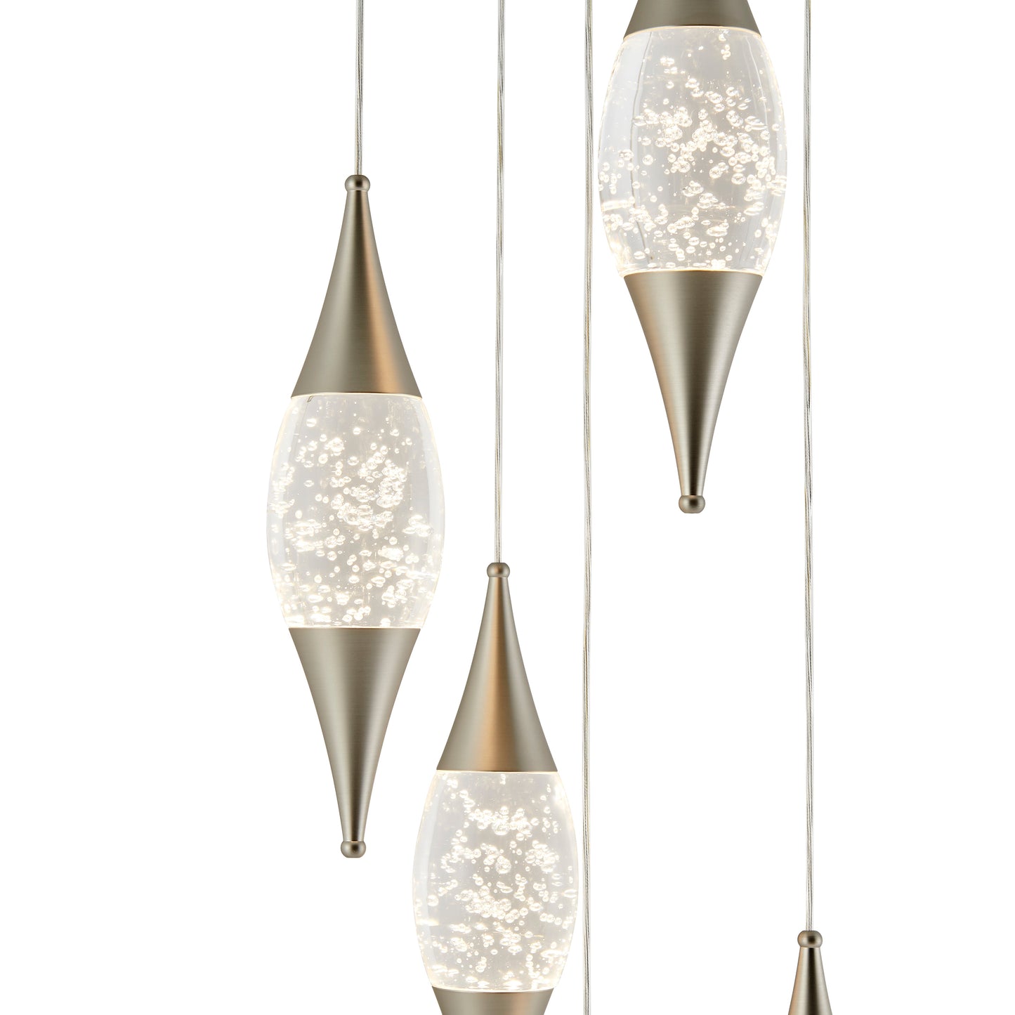 Shinny Teardrops Round Chandelier Matte Nickel by Finesse Decor CH-640-5