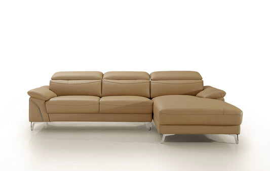 Divani Casa Sura Modern Camel Leather Right Facing Sectional Sofa