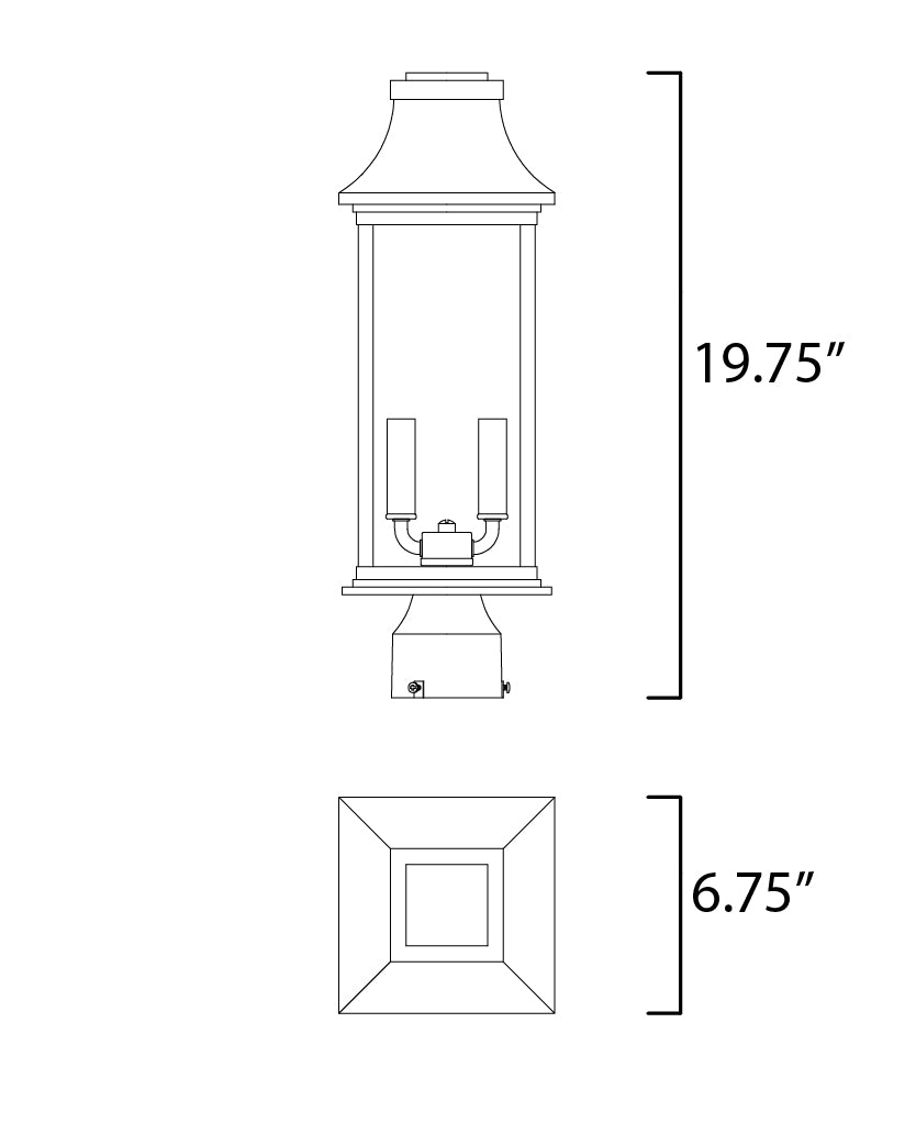 Vicksburg 2-Light Outdoor Post Mount Black by Maxim Lighting
