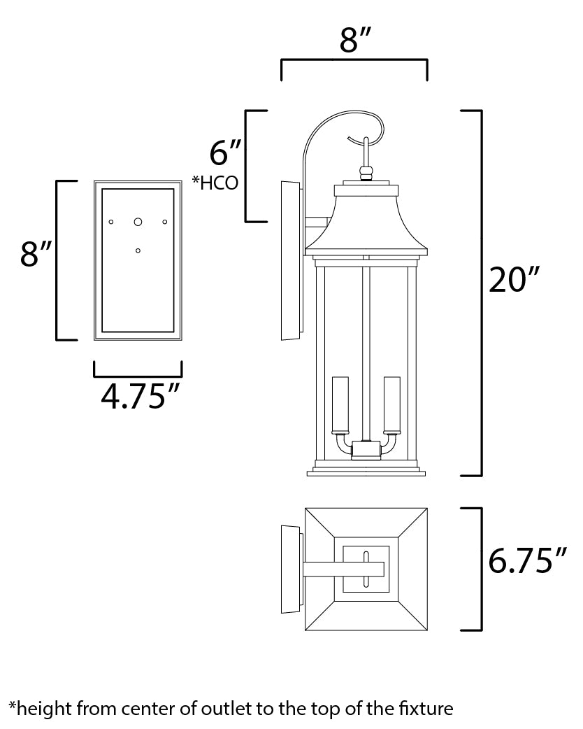 Vicksburg 2-Light Medium Outdoor Wall Sconce Black by Maxim Lighting
