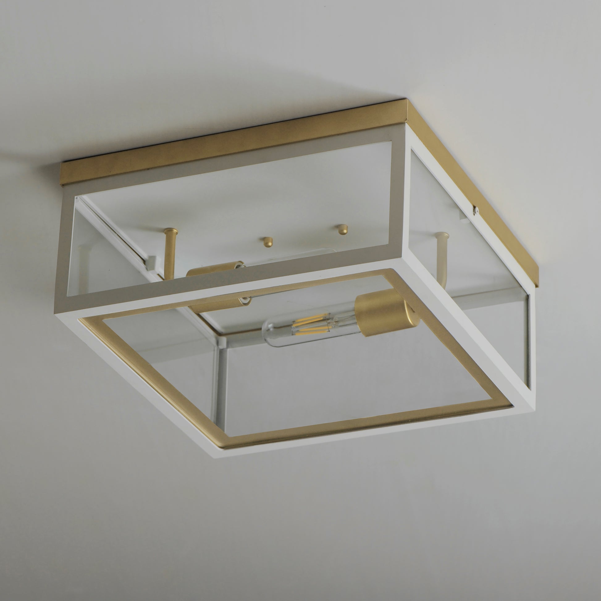 Neoclass 2-Light Outdoor Flush Mount White/Gold by Maxim Lighting