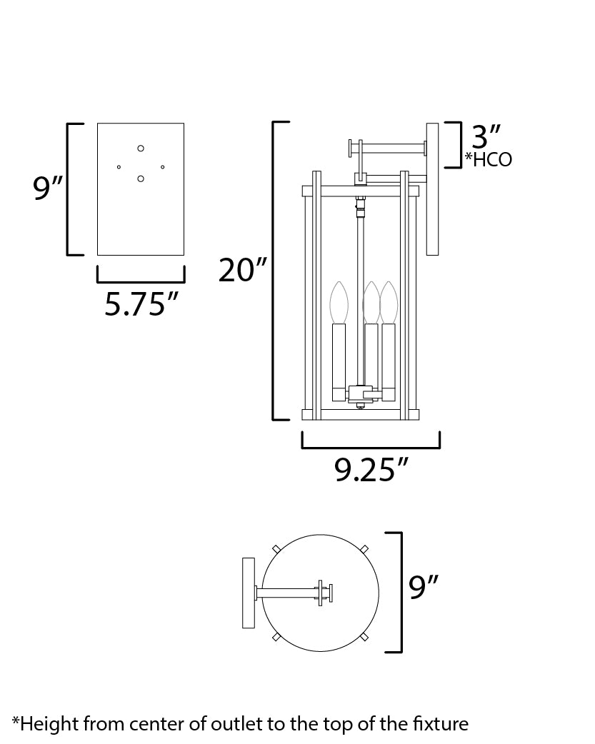 Belfry 3-Light Wall Sconce Black by Maxim Lighting