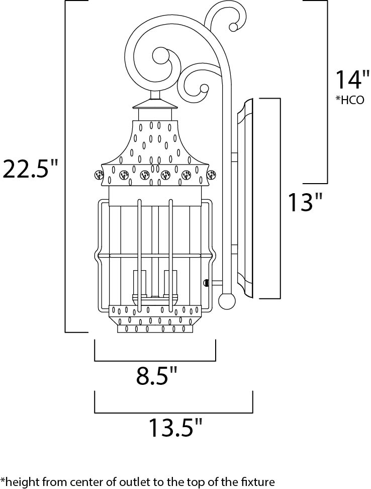 Nantucket 3-Light Outdoor Wall Lantern Country Forge by Maxim Lighting