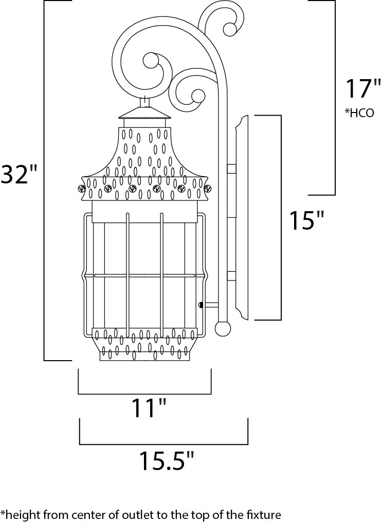 Nantucket 4-Light Outdoor Wall Lantern Country Forge by Maxim Lighting