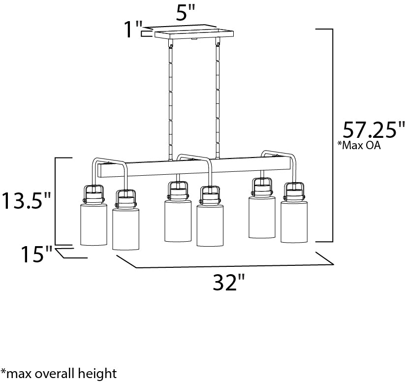 Magnolia 6-Light Linear Pendant Bronze/Gold by Maxim Lighting