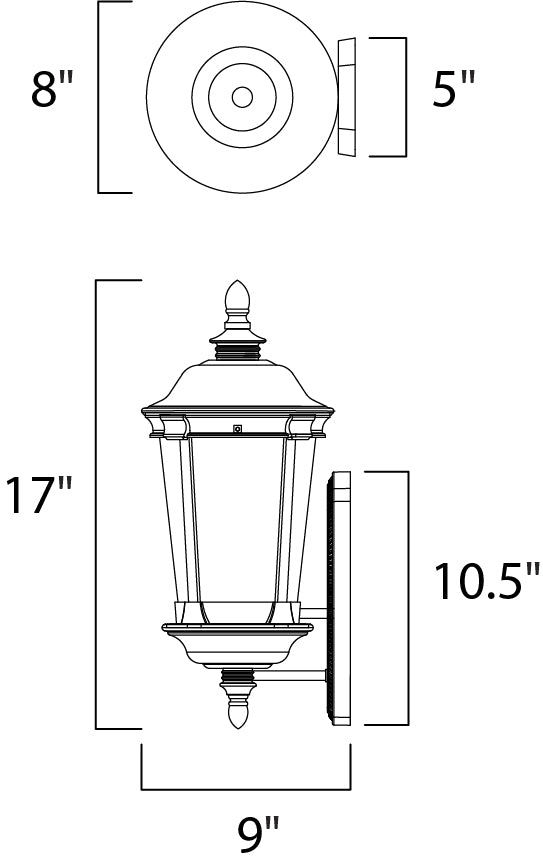 Dover Cast Outdoor Wall Lantern Bronze by Maxim Lighting