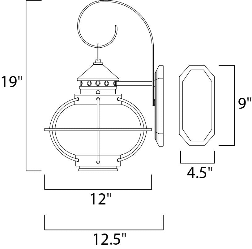 Portsmouth Outdoor Wall Lantern Oil Rubbed Bronze by Maxim Lighting