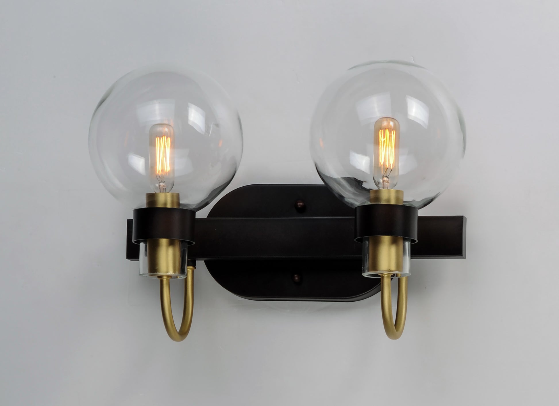 Bauhaus 2-Light Bath Vanity Bronze/Satin Brass by Maxim Lighting