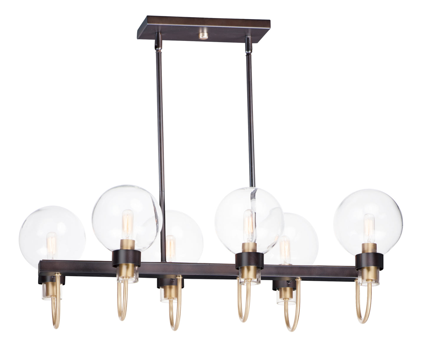 Bauhaus 6-Light Linear Chandelier Bronze/Satin Brass by Maxim Lighting