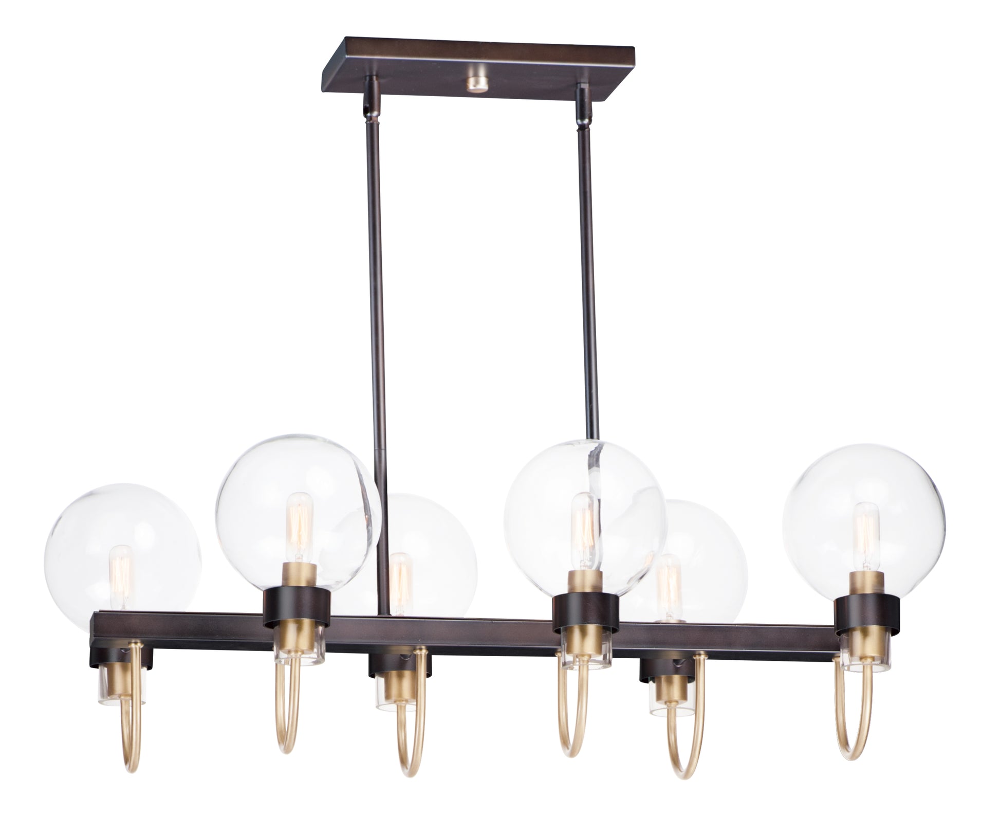 Bauhaus 6-Light Linear Chandelier Bronze/Satin Brass by Maxim Lighting