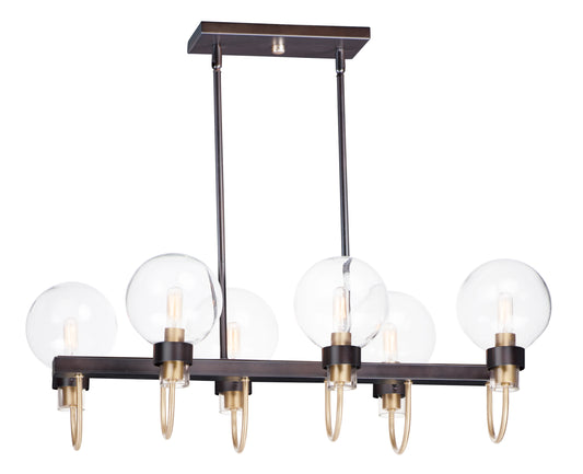 Bauhaus 6-Light Linear Chandelier Bronze/Satin Brass by Maxim Lighting