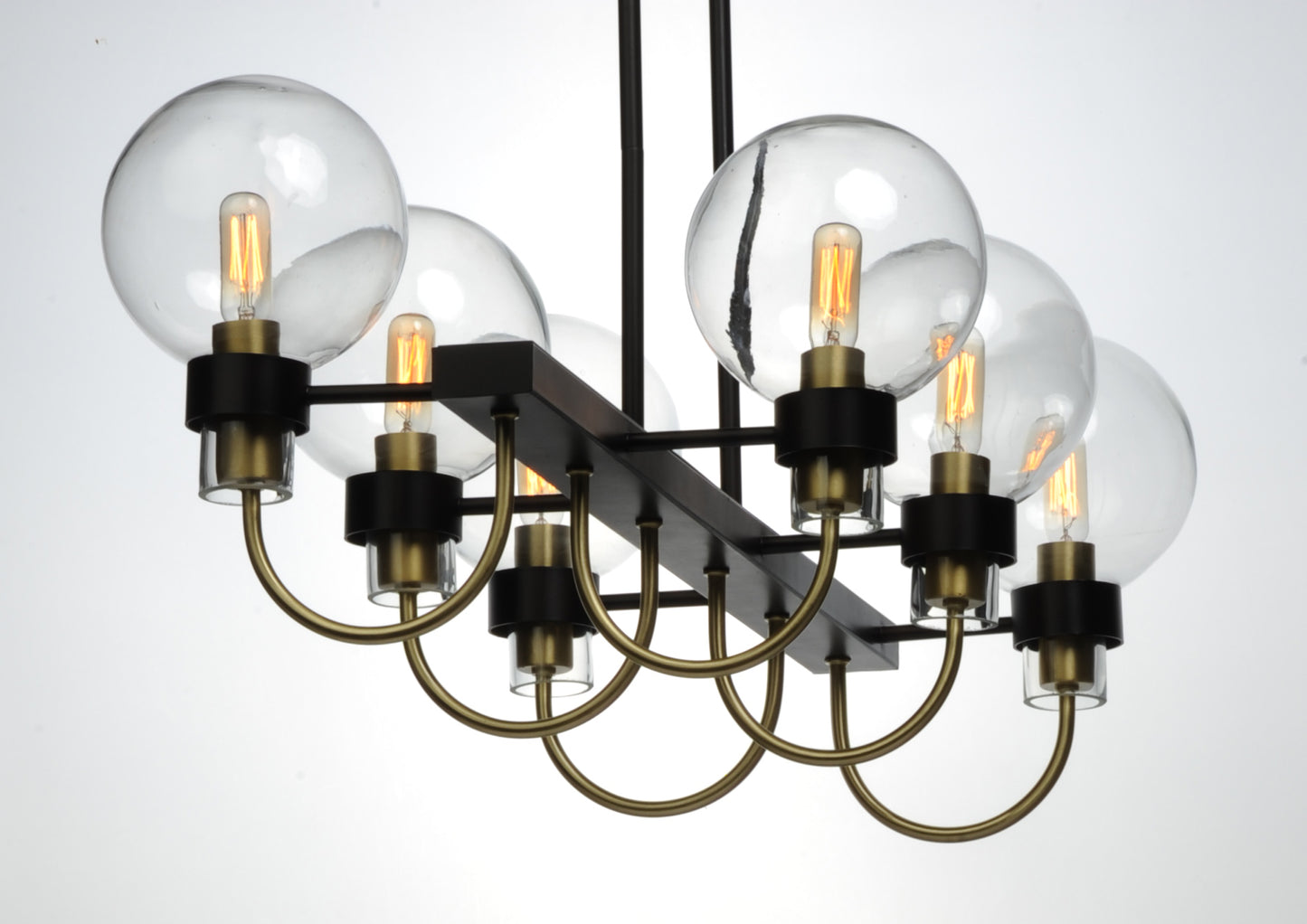 Bauhaus 6-Light Linear Chandelier Bronze/Satin Brass by Maxim Lighting