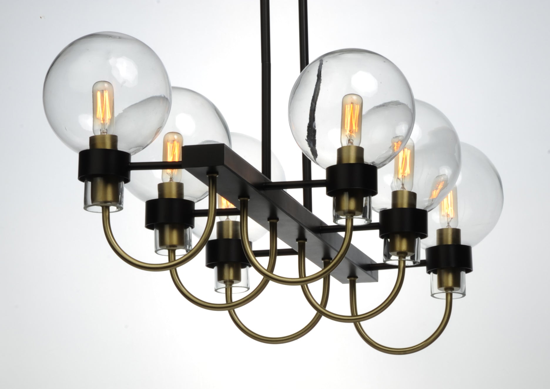 Bauhaus 6-Light Linear Chandelier Bronze/Satin Brass by Maxim Lighting
