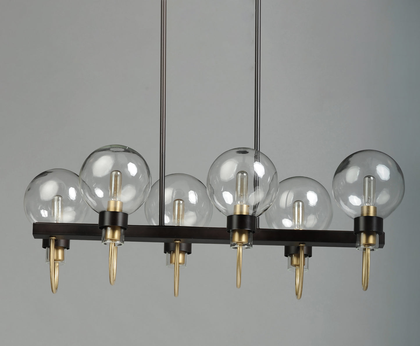 Bauhaus 6-Light Linear Chandelier Bronze/Satin Brass by Maxim Lighting