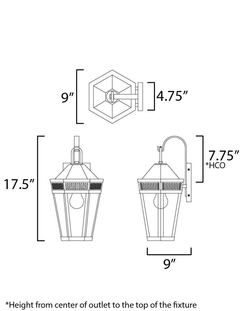 Oxford Outdoor Wall Sconce Large Black by Maxim Lighting